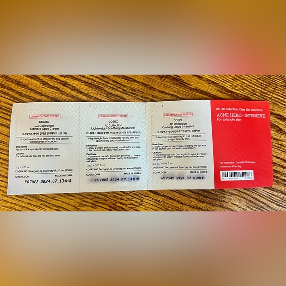 AC Collection COSRX Intensive Set Of 3 Samples New Sealed NWT - Picture 2 of 2